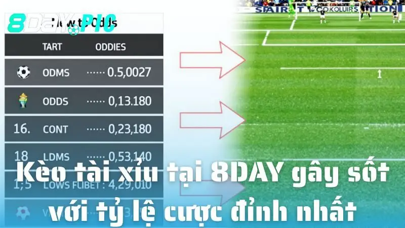 Kèo tài xỉu tại 8DAY gây sốt với tỷ lệ cược đỉnh nhất Việt Nam